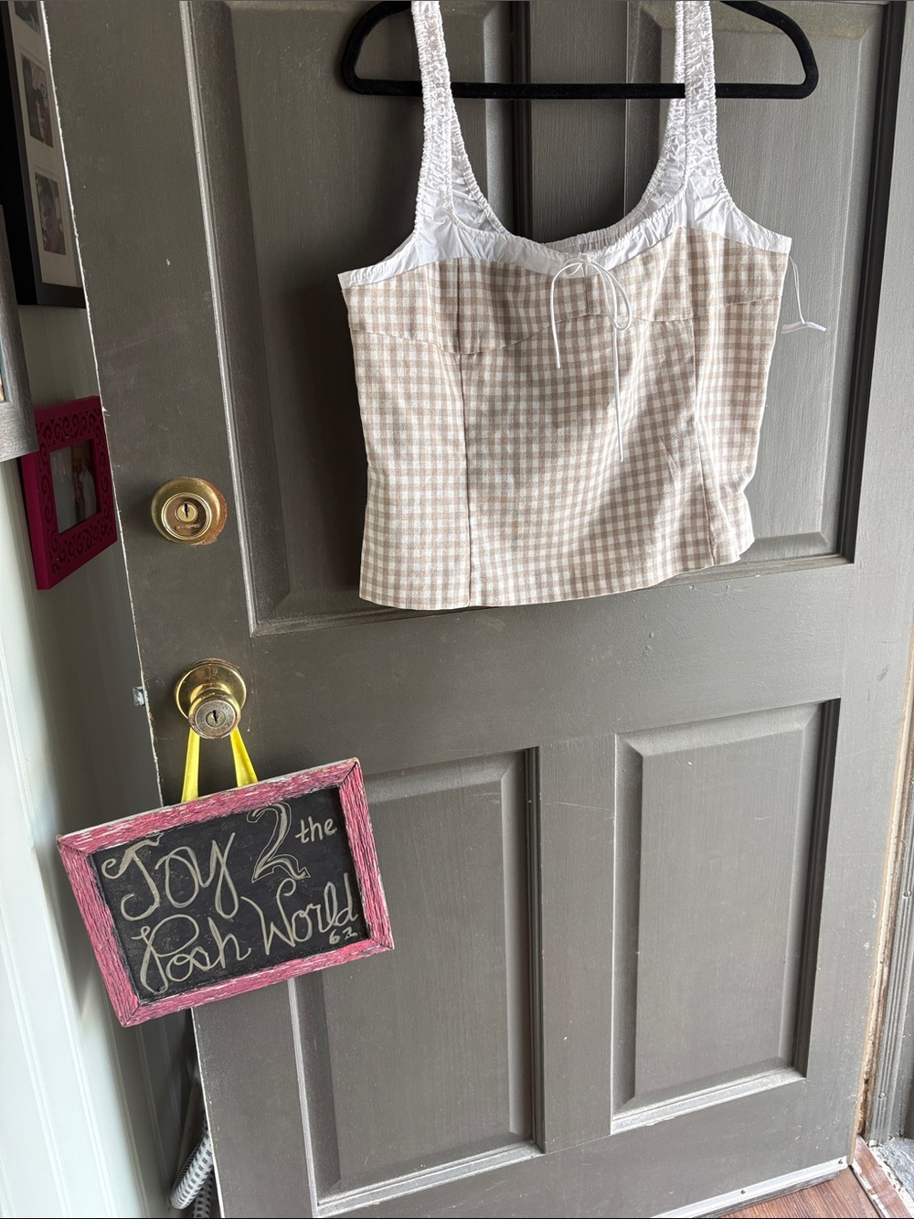 NWT elodie & White Gingham Crop Tank Top